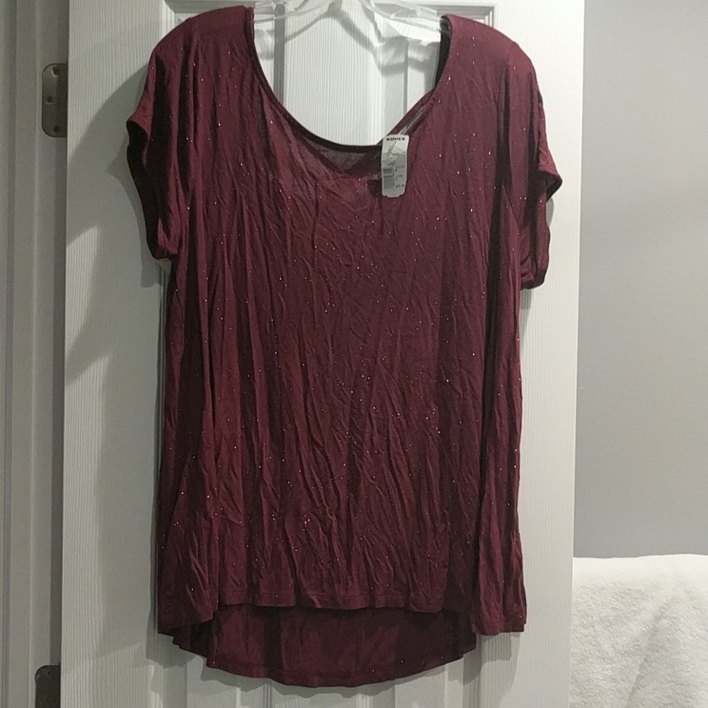 NWT XL burgundy sparkling tshirt